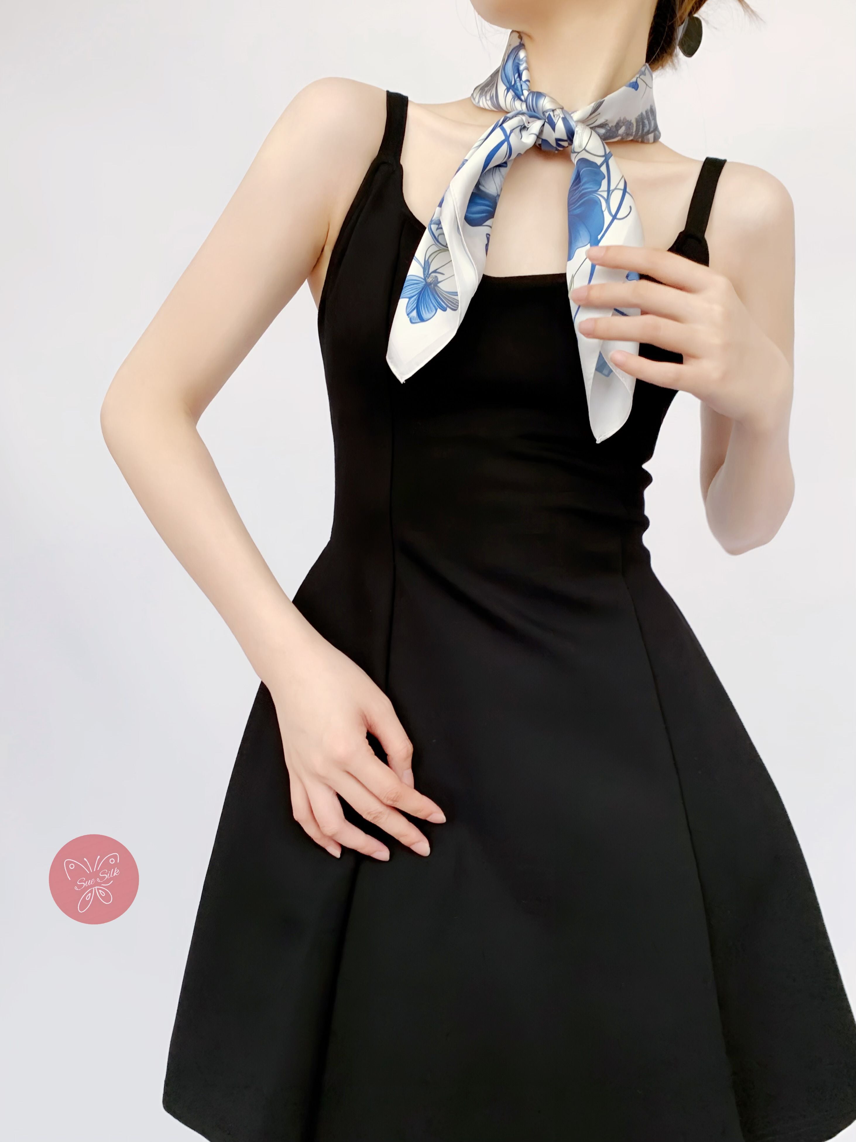 Vintage Butterfly and Love Pattern Silk Scarf - Designer Original - Customizable Fabric and Size - Women&