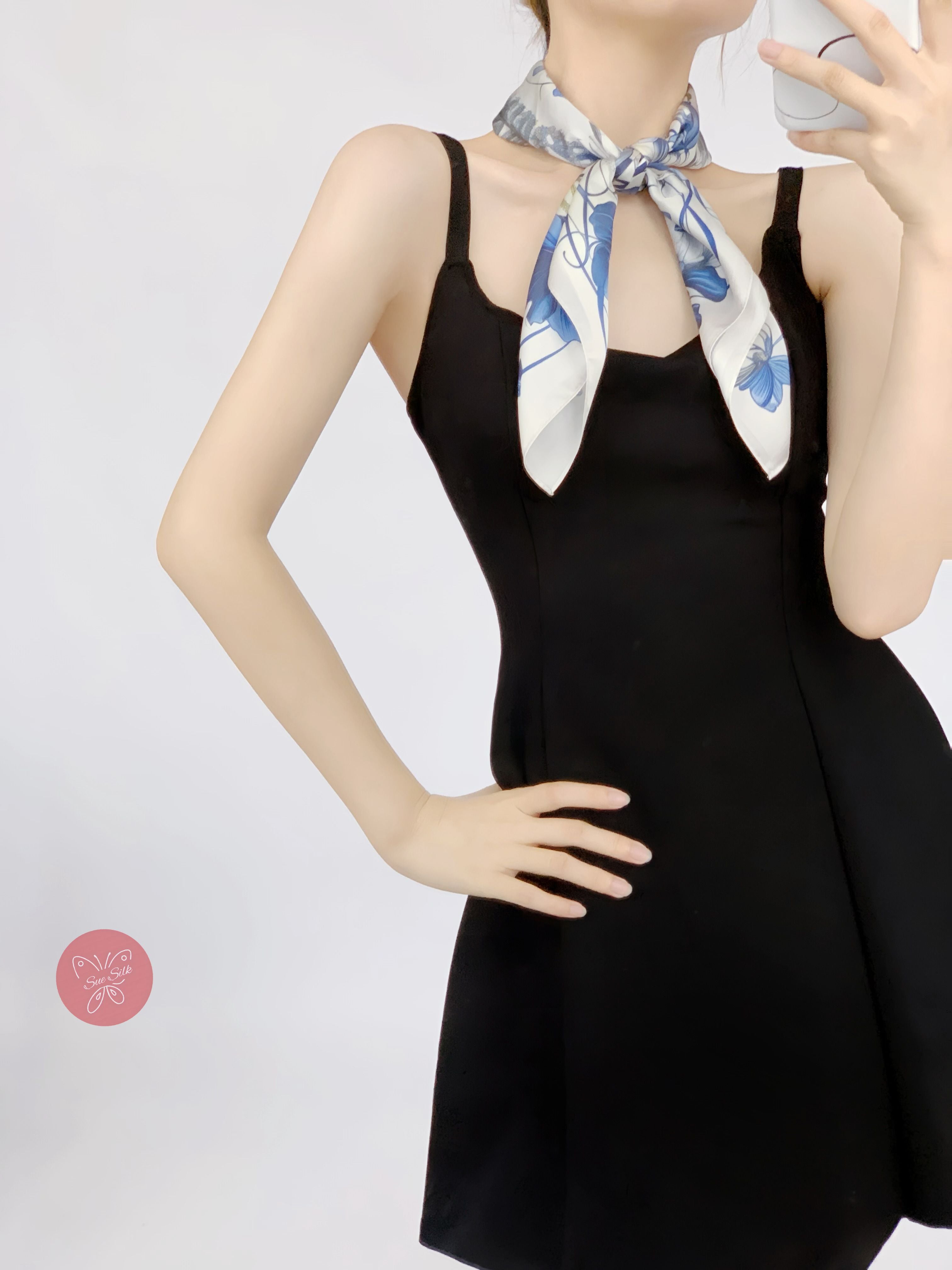 Vintage Butterfly and Love Pattern Silk Scarf - Designer Original - Customizable Fabric and Size - Women&