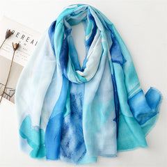 Spring and summer thin cotton and linen feel scarf creative geometric rough edge scarf warm shawl women