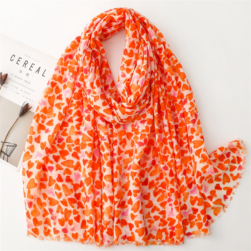 Spring and summer thin cotton and linen feel scarf colored magnet geometric scarf shawl women