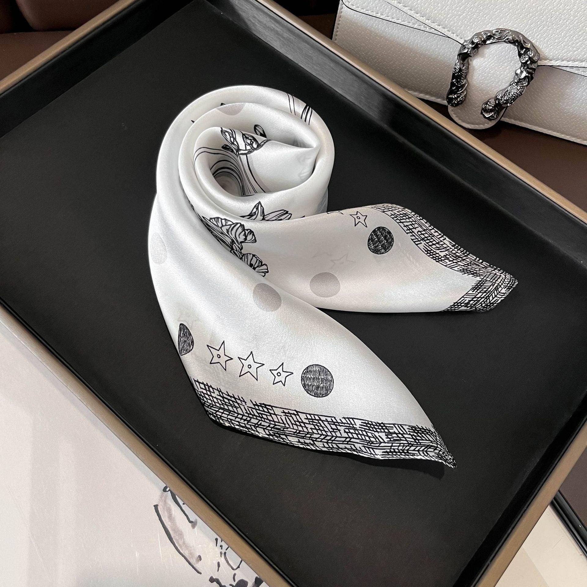 Elegant hand-painted floral silk scarf/100% Mulberry silk scarf/Gift for mom