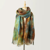 Wind Tie-Dyed Color Scarf Autumn and Winter Girls High-Grade Brushed Color Warm Scarf Student Couple