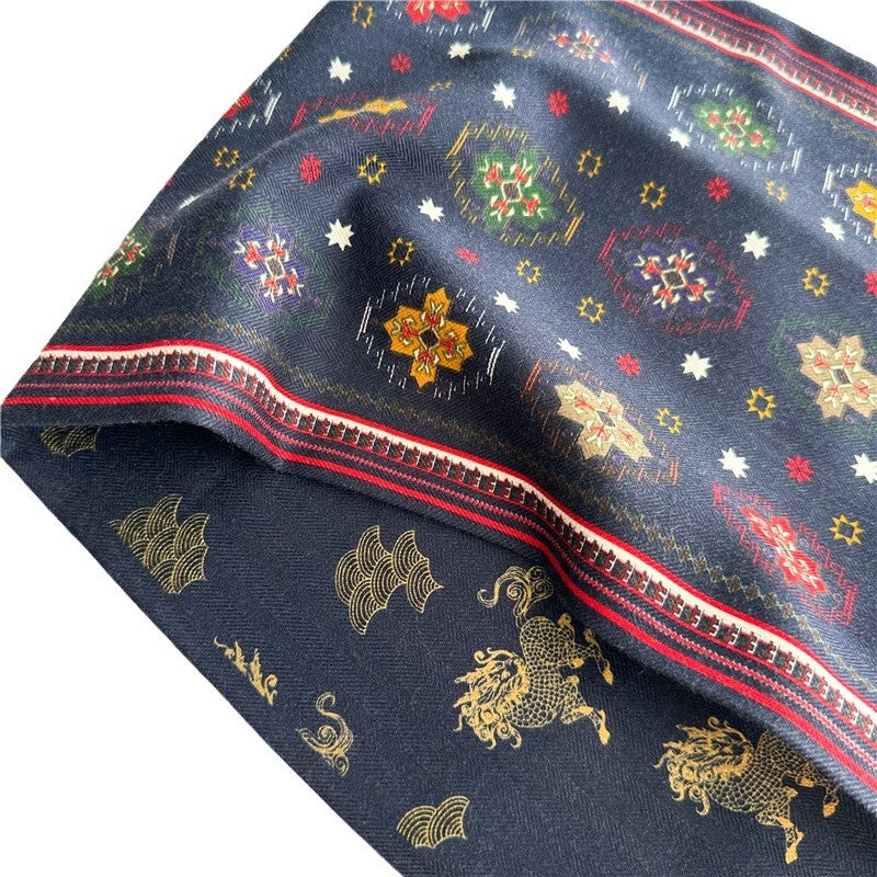 Oriental Kirin Scarf – Versatile Silk Wool Twilly for Travel & Chic Accessories