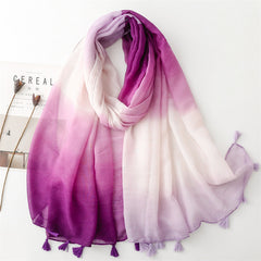 Plain color gradual change scarf summer travel sunscreen scarf Hanfu accessories photo encryption Bali yarn shawl women