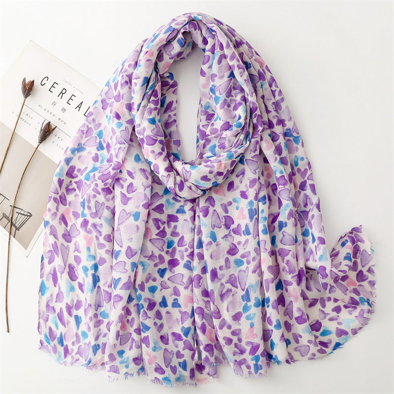 Spring and summer thin cotton and linen feel scarf colored magnet geometric scarf shawl women