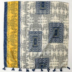 Chinese style wear accessories cotton and linen feel Bali yarn scarf exotic ethnic style cross stitch pattern fringed scarf