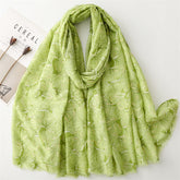 Autumn and winter cotton and linen feel scarf bronzing snow ginkgo biloba leaves burr scarf warm shawl