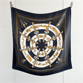 26'' Carriage Wheel Mulberry Silk Scarf – Elegant Vintage-Inspired Square Silk Shawl for Women, Classic Accessory