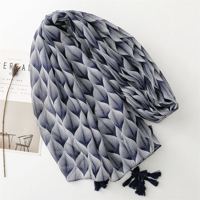 Plain scarf summer travel sunscreen scarf Hanfu accessories photo Bali yarn leaf plant shawl women