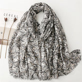 Autumn and winter cotton and linen feel scarf bronzing bamboo leaf green leaf rough edge scarf warm shawl women