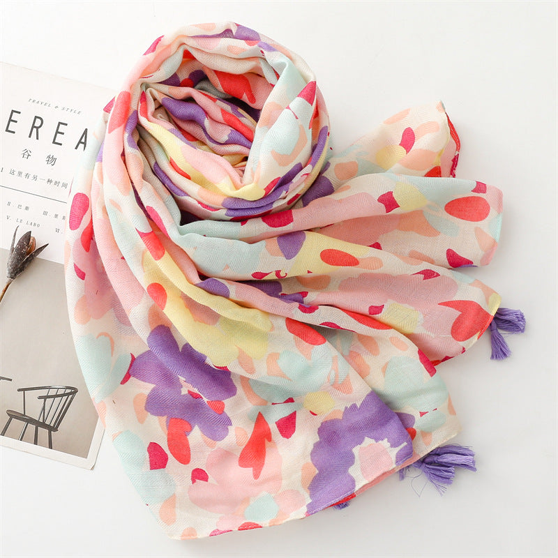Cross-border soft cotton and linen feel scarf women&