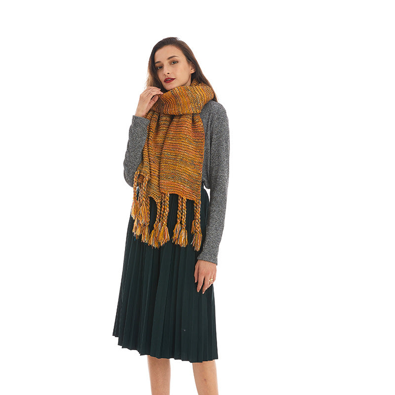 Knitted Wool Scarf for Women Winter New Long All-Matching Warm Advanced Scarf