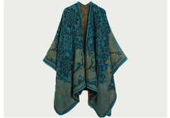 Ethnic Style Women's Shawl, Thickened Cape Coat for Autumn and Winter, Travel Photography Split Cloak