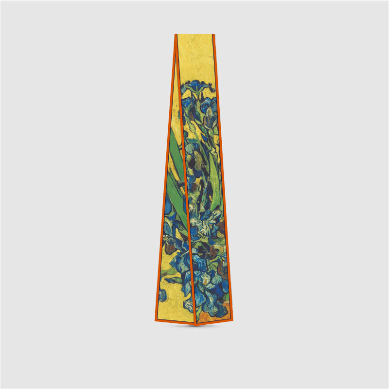 Van Gogh-Inspired Narrow Scarf - Wheat Fields & White Roses