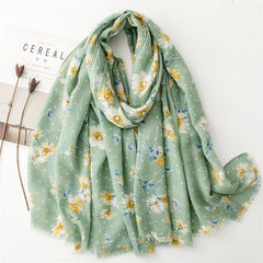 Autumn and winter cotton and linen feel scarf bronzing polka dots small flower burr edge scarf warm shawl women
