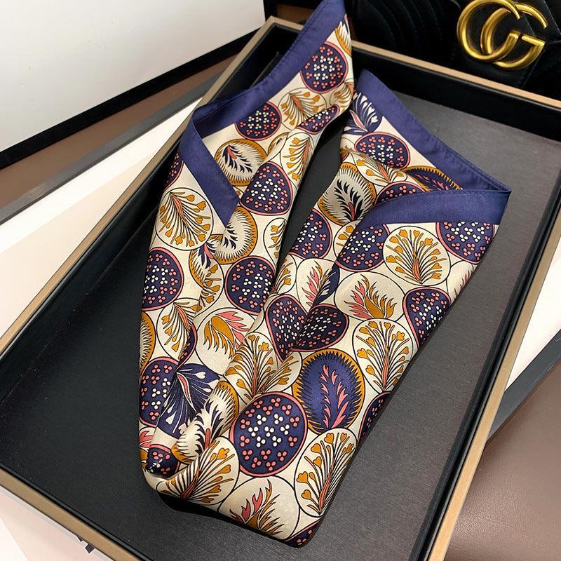 Botanical Floral Polka Dots 100% mulberry Silk Scarf/Silk head scarf/Silk hair scarf/Silk neck scarf/Mother&