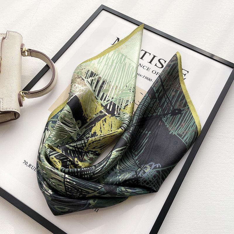 Karierter Graffiti-Schal aus 100 % Maulbeerseide/Kopftuch aus Seide/Haarschal aus Seide/Halstuch aus Seide/Muttertagsgeschenke/Taschenaccessoire/Geschenk für Sie