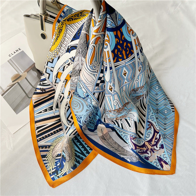 65cm Fashion Element Mulberry Silk Scarf – Women&