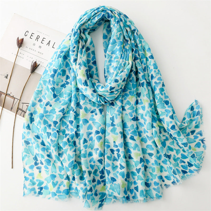 Spring and summer thin cotton and linen feel scarf colored magnet geometric scarf shawl women