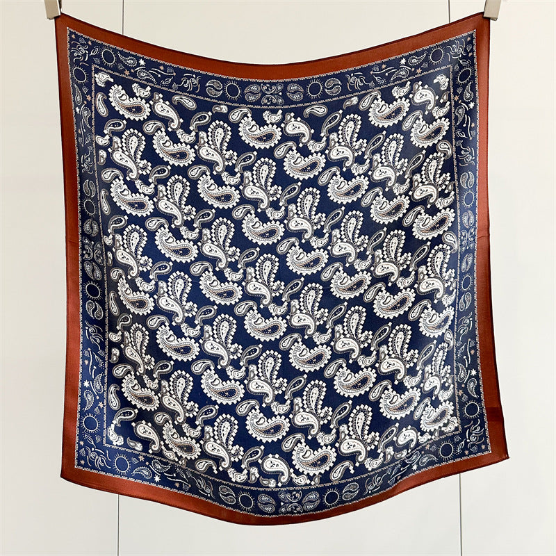 Double Crepe Silk Paisley Design Scarf 65cm Mulberry Silk Spring Summer Fashion Shawl