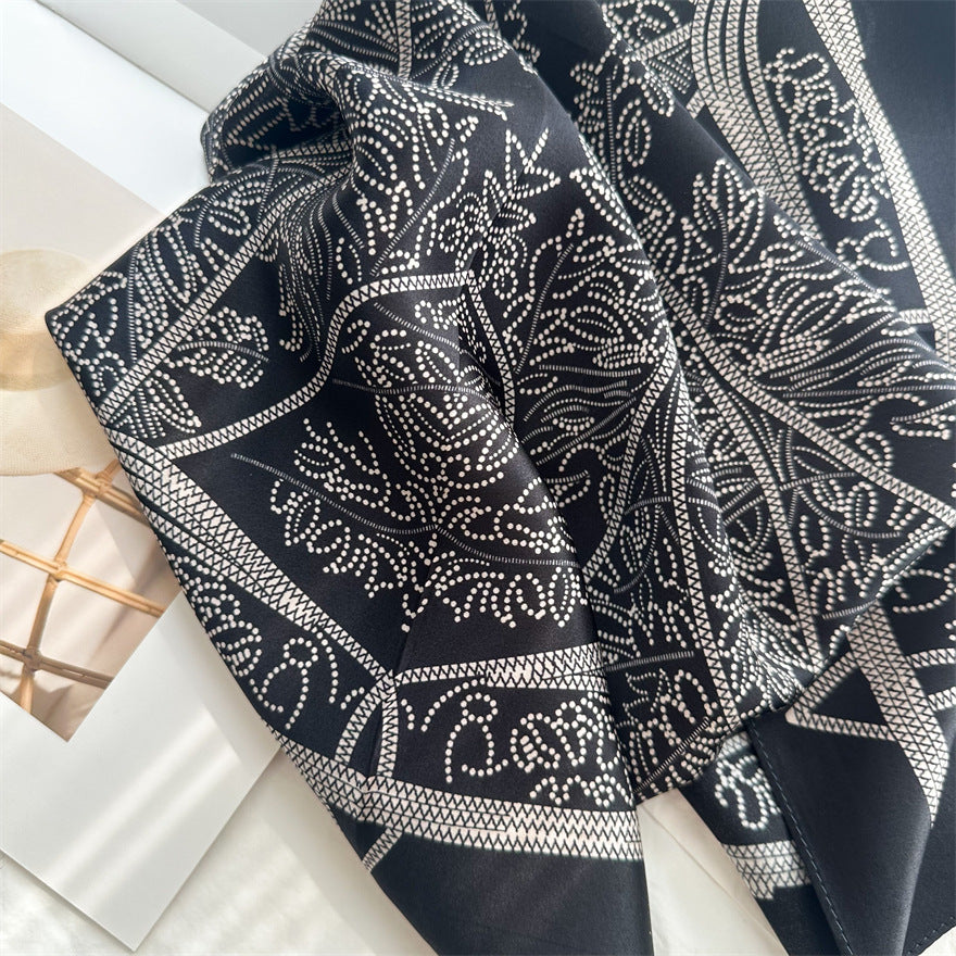 65cm Tree of Life Mulberry Silk Scarf – 12mmi Square Silk Shawl for Women, Elegant & Versatile Accessory