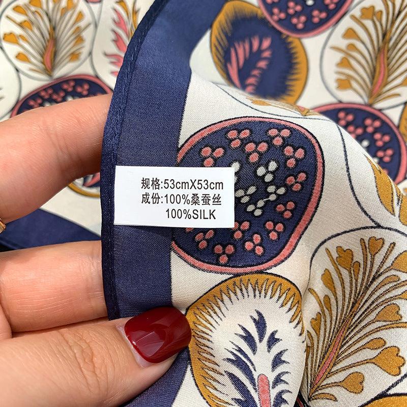 Botanical Floral Polka Dots 100% mulberry Silk Scarf/Silk head scarf/Silk hair scarf/Silk neck scarf/Mother&