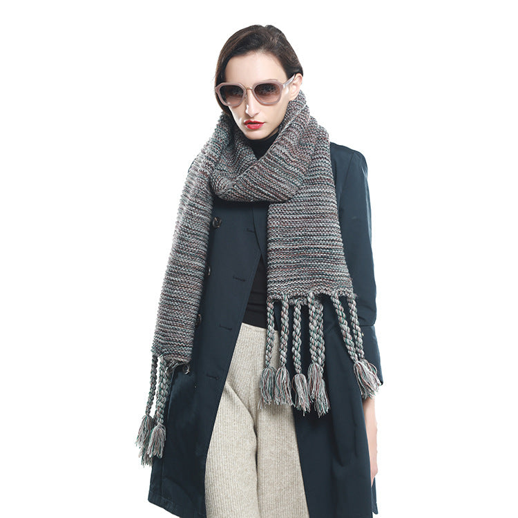 Knitted Wool Scarf for Women Winter New Long All-Matching Warm Advanced Scarf