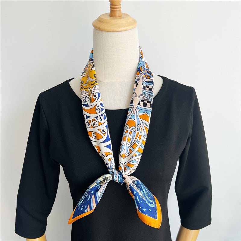 65cm Fashion Element Mulberry Silk Scarf – Women&