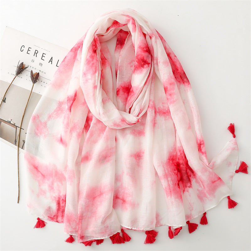 Plain color gradual change ink painting scarf travel sunscreen scarf Hanfu accessories photo encryption Bali yarn shawl