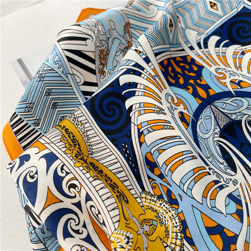 65cm Fashion Element Mulberry Silk Scarf – Women&