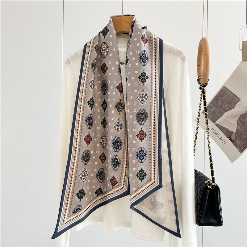 Oriental Kirin Scarf – Versatile Silk Wool Twilly for Travel & Chic Accessories