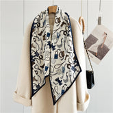Lightweight Silk Wool Blend Scarf – Horse Pattern, Soft & Versatile