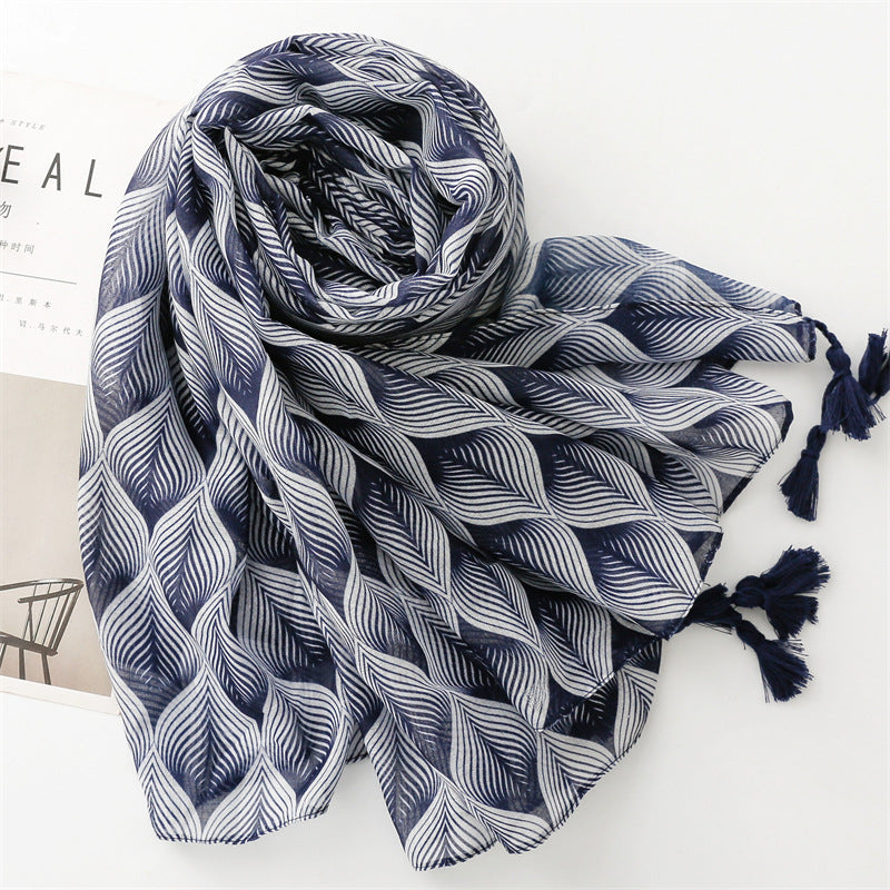 Plain scarf summer travel sunscreen scarf Hanfu accessories photo Bali yarn leaf plant shawl women