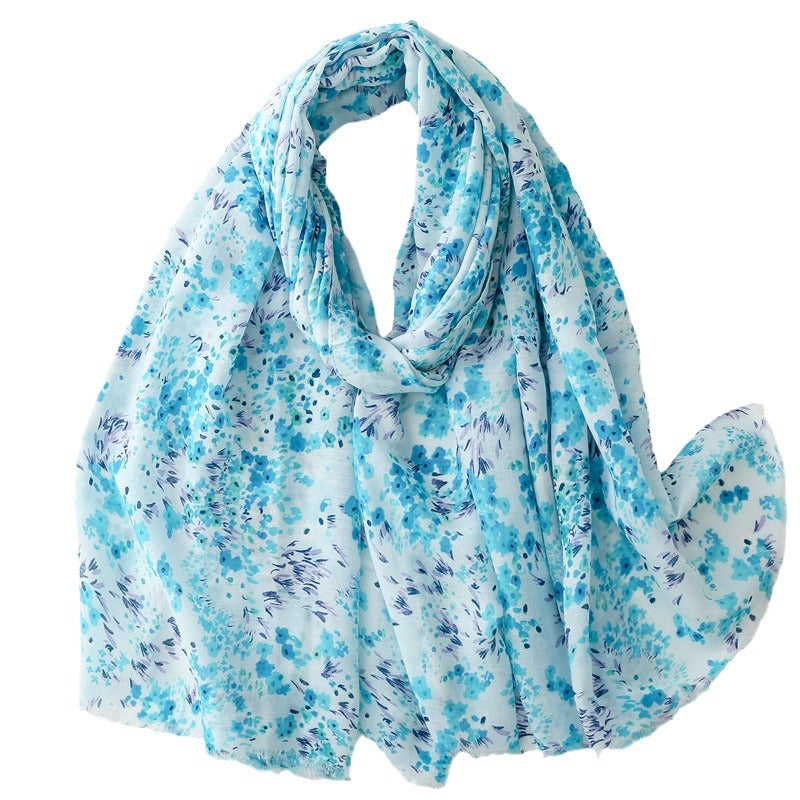 Spring and summer four seasons thin cotton and linen feel scarf sweet small floral burr scarf warm shawl women