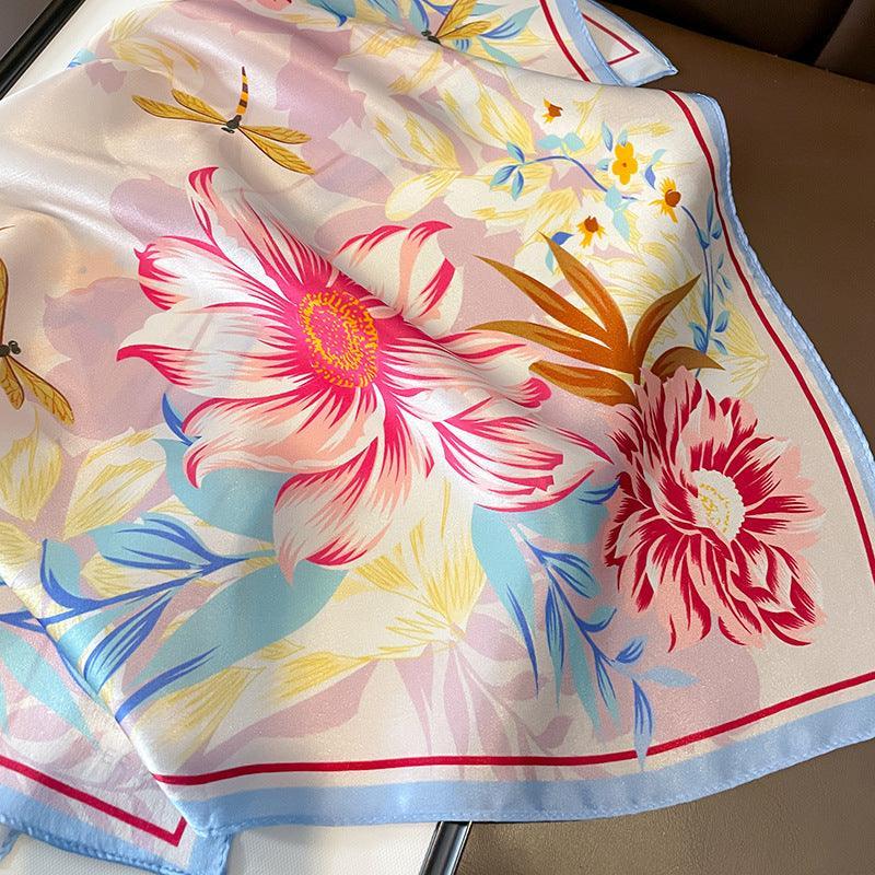 New flowers silk scarf/53cm 100% Mulberry silk scarf/Women&