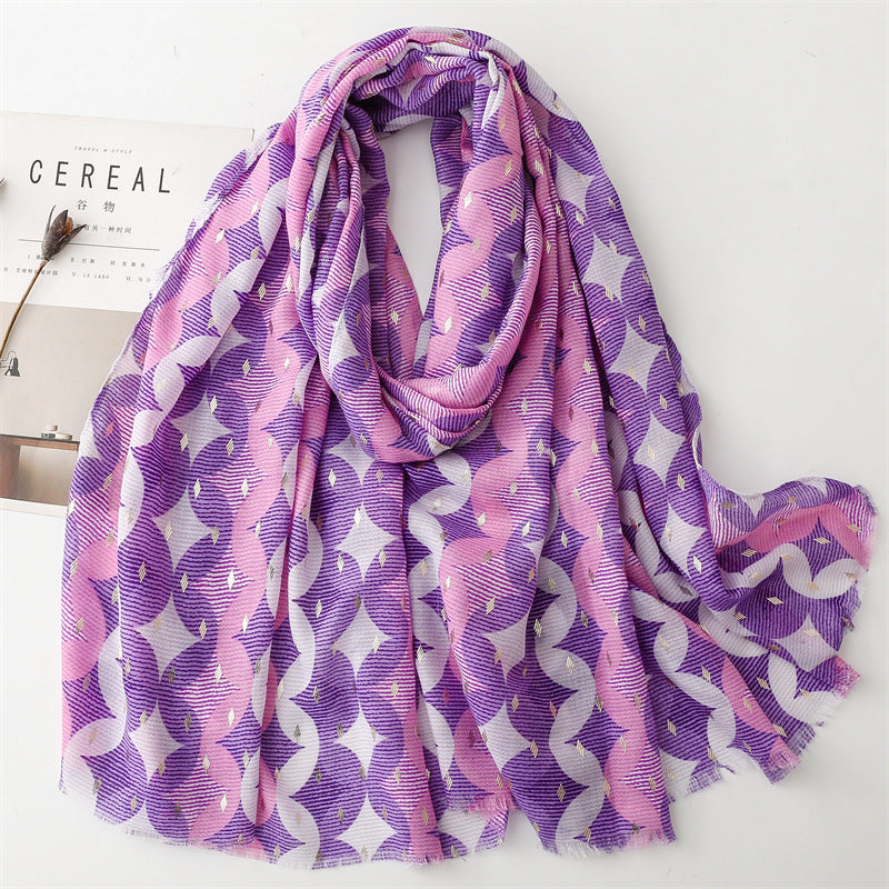 Autumn and winter cotton and linen feel scarf bronzing wealth geometric burr scarf warm shawl