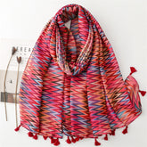 Scarf summer travel sunscreen scarf Hanfu accessories photo Bali yarn color corrugated geometric shawl women