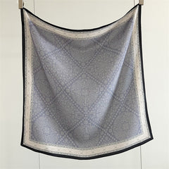 26'' Blue Check Mulberry Silk Scarf – Classic Square Silk Shawl for Women, Elegant & Versatile Accessory