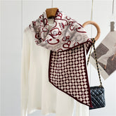 Elegant Harness Print Scarf – Mulberry Silk Wool Blend for Refined Style