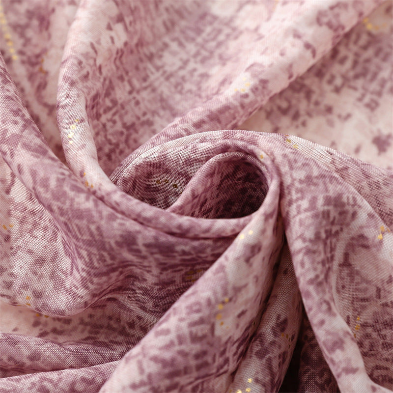 Scarf travel sunscreen scarf photo retro ethnic style taro purple hand-painted mosaic bronzing shawl women