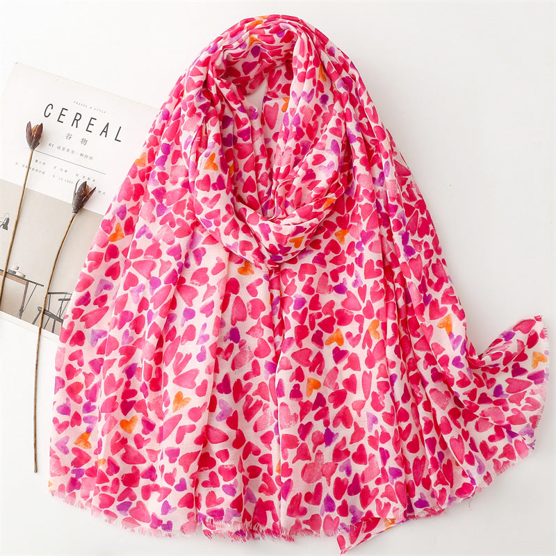 Spring and summer thin cotton and linen feel scarf colored magnet geometric scarf shawl women