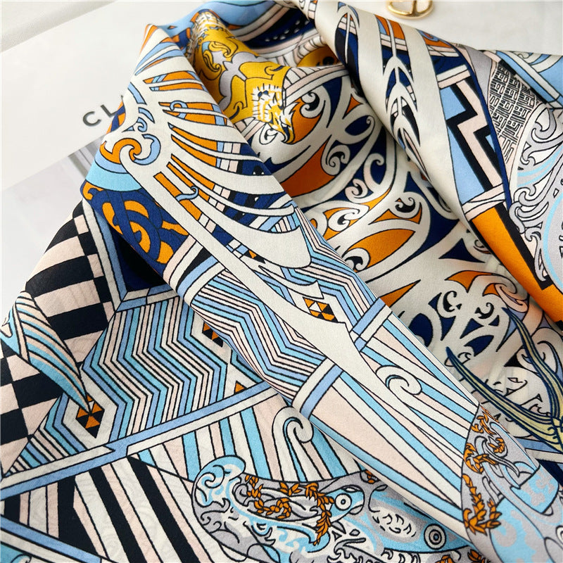 65cm Fashion Element Mulberry Silk Scarf – Women&