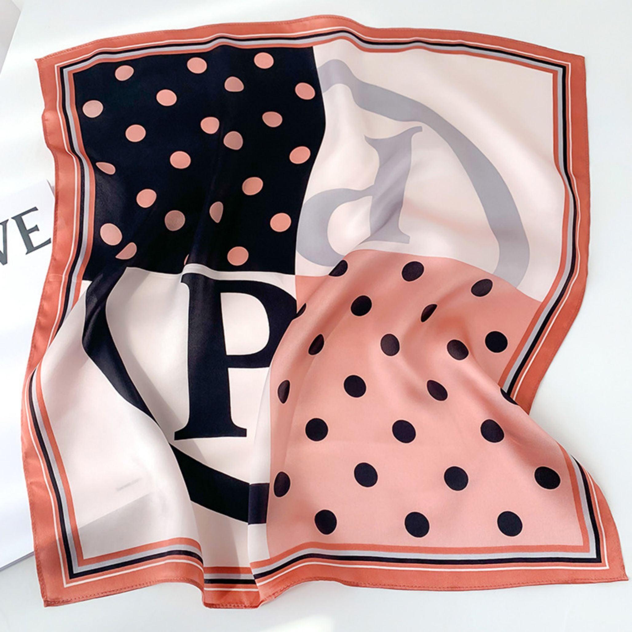 Schal aus 100 % Maulbeerseide/Kopftuch aus Seide/Haarschal aus Seide/Halstuch aus Seide/Muttertagsgeschenke/Taschenaccessoire/Geschenk für Sie/Bedruckte Polka Dots