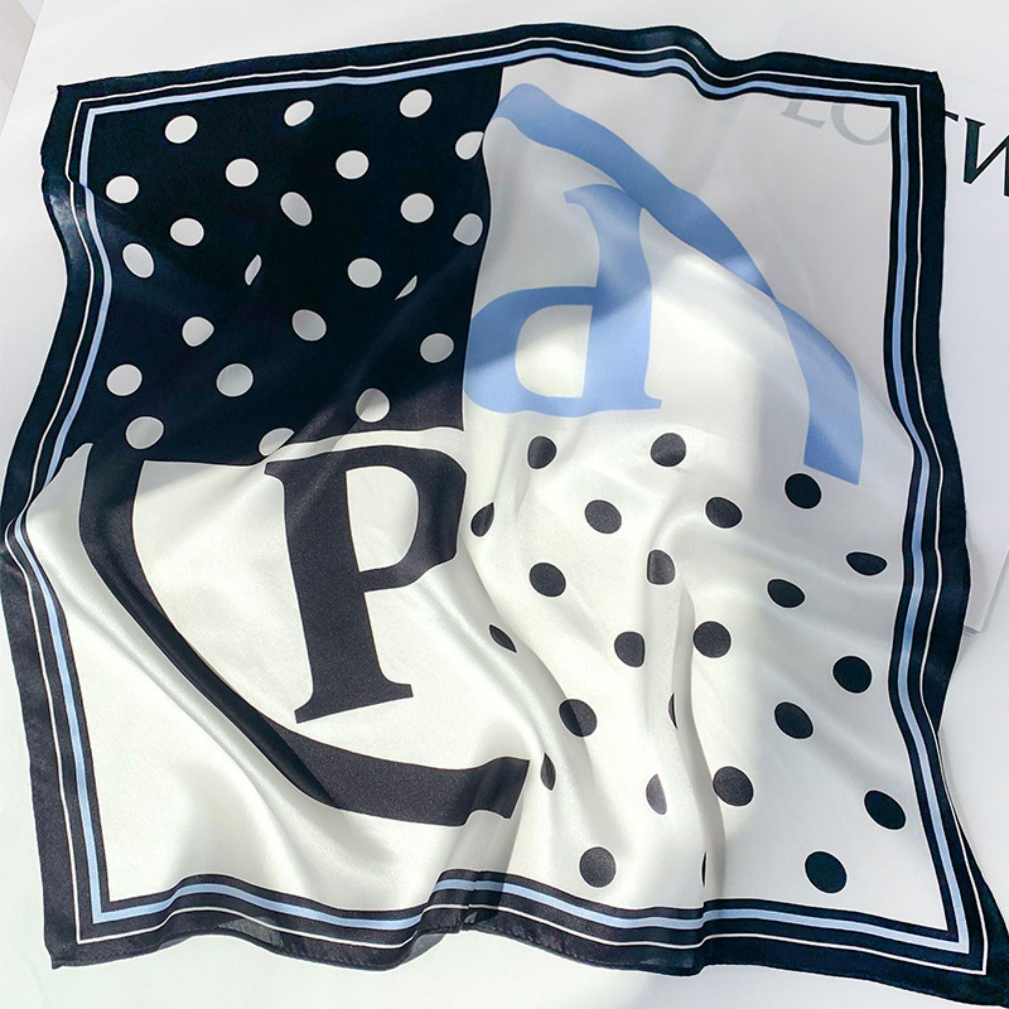 Schal aus 100 % Maulbeerseide/Kopftuch aus Seide/Haarschal aus Seide/Halstuch aus Seide/Muttertagsgeschenke/Taschenaccessoire/Geschenk für Sie/Bedruckte Polka Dots