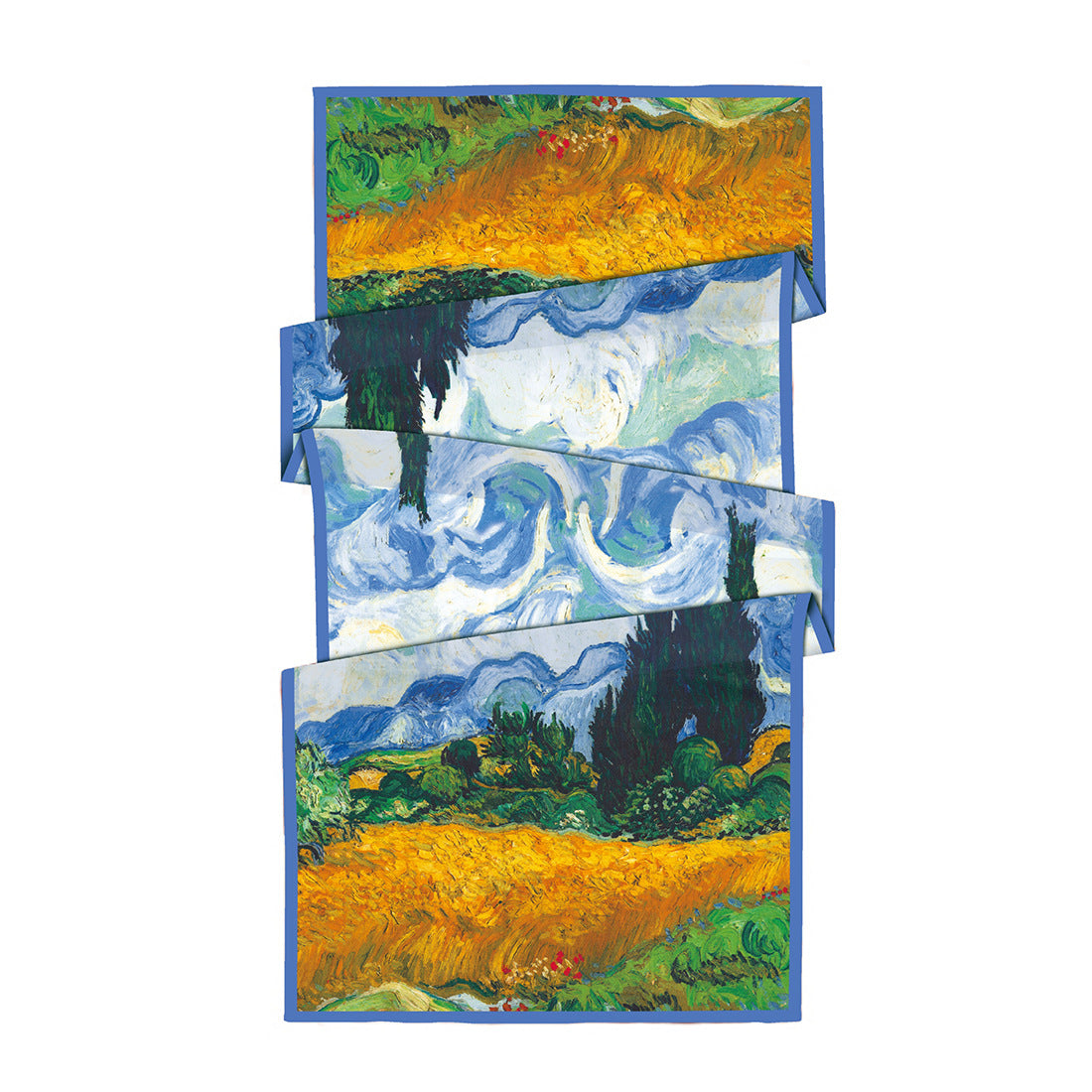 Van Gogh Inspired Long Scarf - 180cm x 70cm, Double-Layer Twill Polyester, Versatile Gift for All Seasons