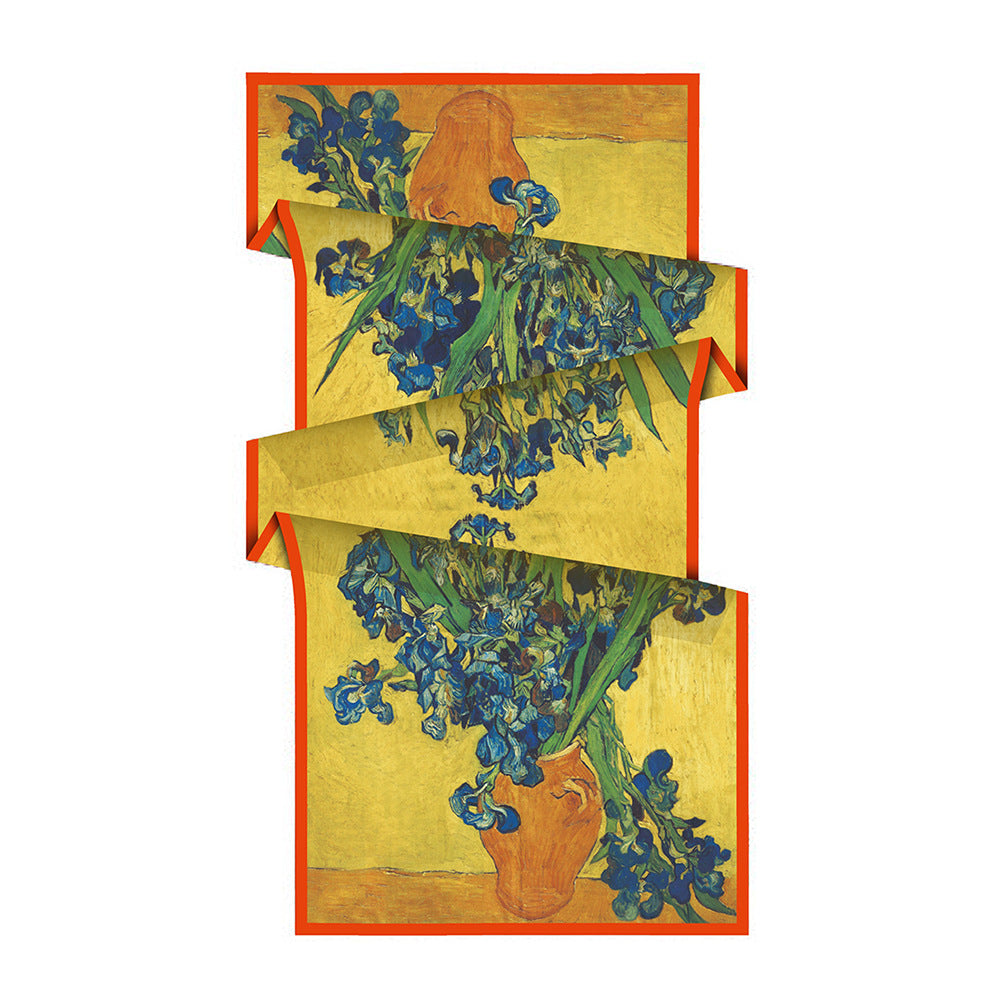 Van Gogh Inspired Long Scarf - 180cm x 70cm, Double-Layer Twill Polyester, Versatile Gift for All Seasons