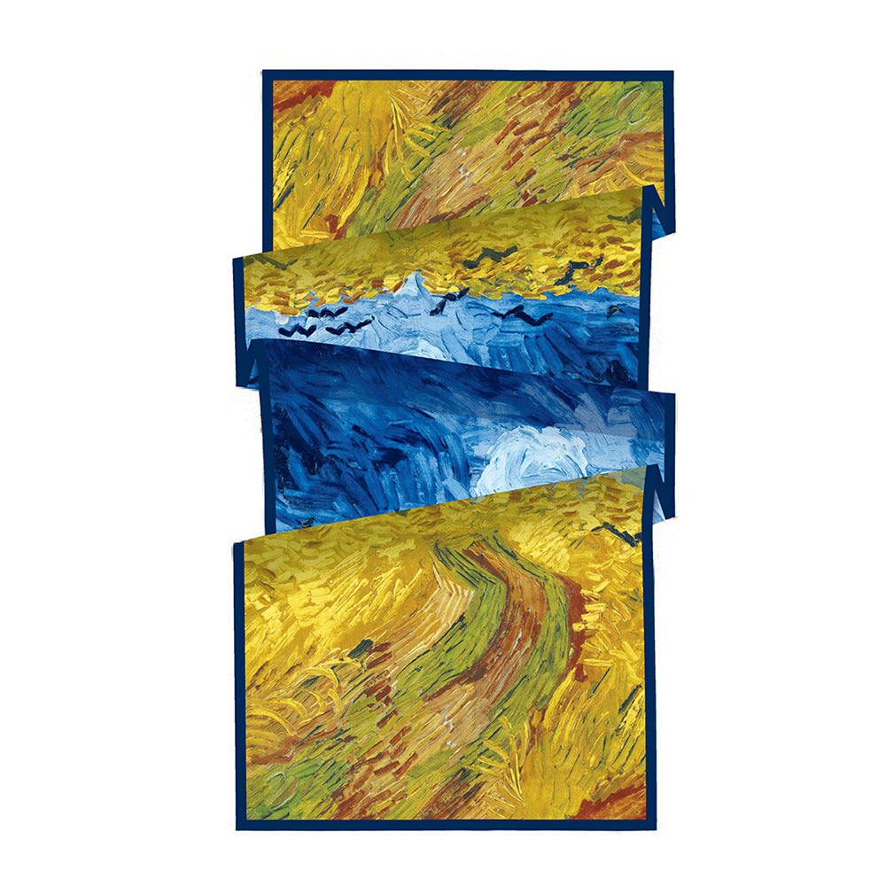 Van Gogh Inspired Long Scarf - 180cm x 70cm, Double-Layer Twill Polyester, Versatile Gift for All Seasons