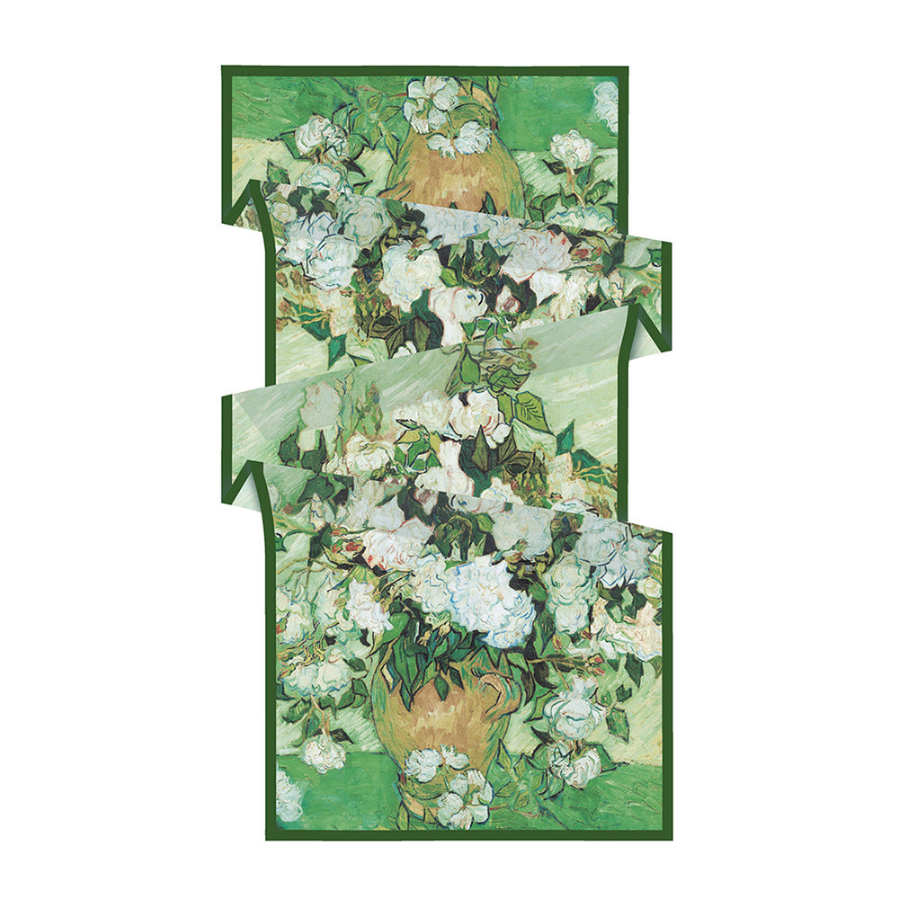 Van Gogh Inspired Long Scarf - 180cm x 70cm, Double-Layer Twill Polyester, Versatile Gift for All Seasons