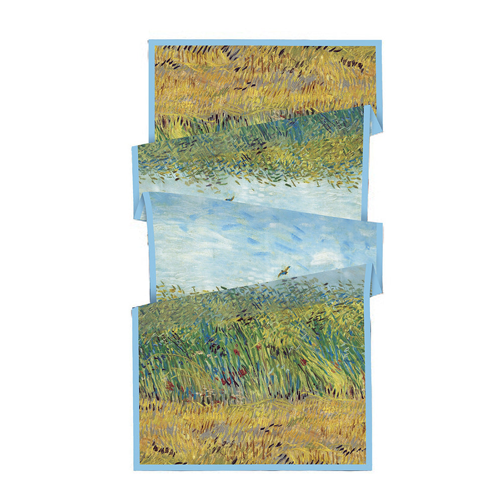 Van Gogh Inspired Long Scarf - 180cm x 70cm, Double-Layer Twill Polyester, Versatile Gift for All Seasons