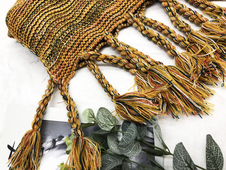 Knitted Wool Scarf for Women Winter New Long All-Matching Warm Advanced Scarf